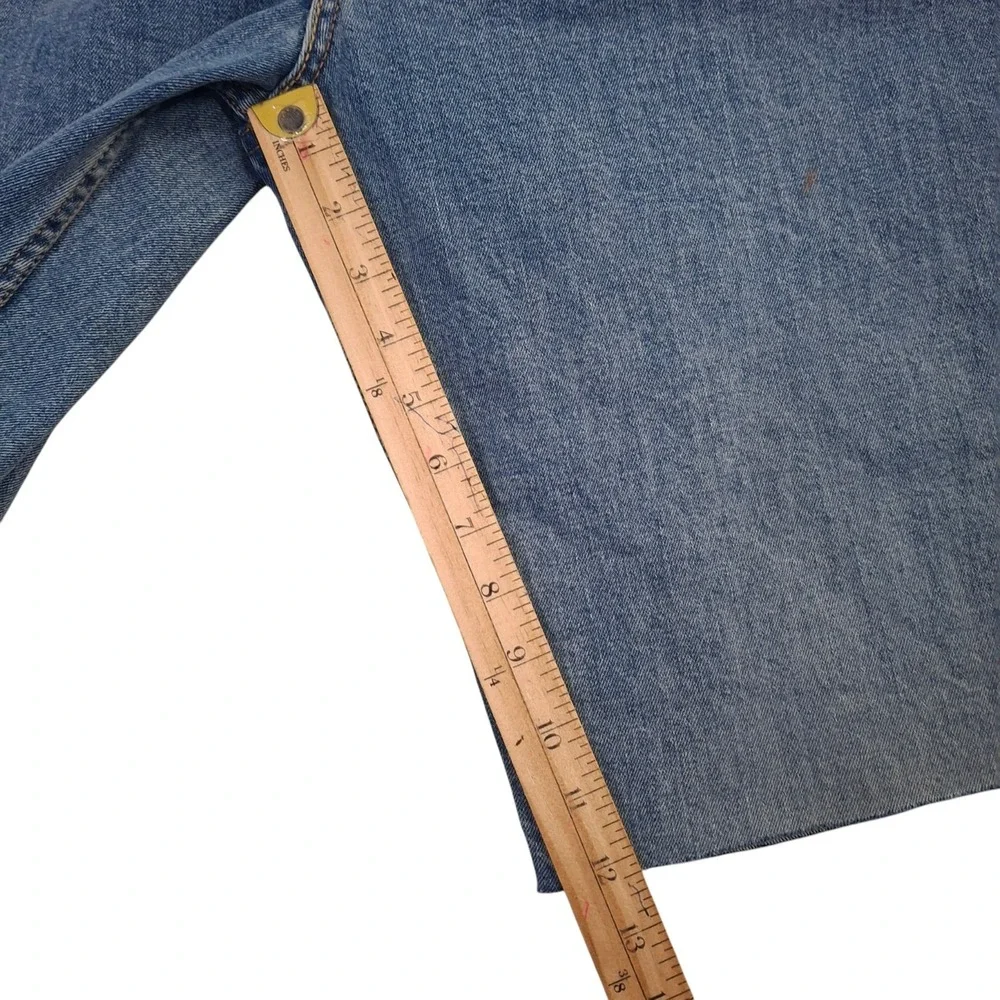 Levis 511 Slim Fit Cut Off Denim Shorts Mens 42 Blue Light Wash Stretch Raw Hem